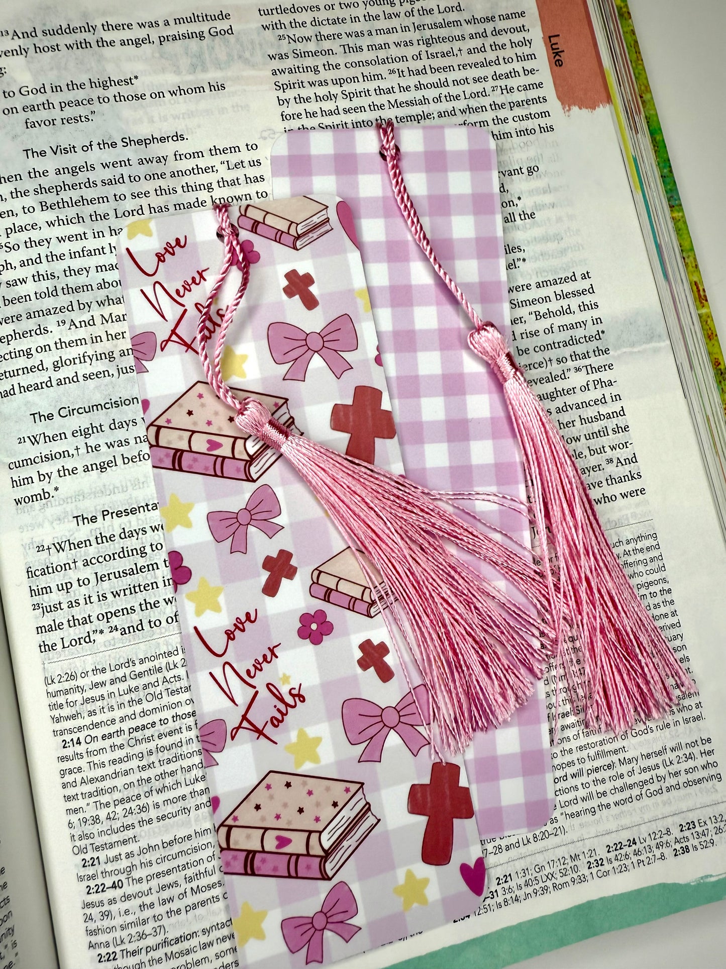 Bookmark Pink Checkered Valentines