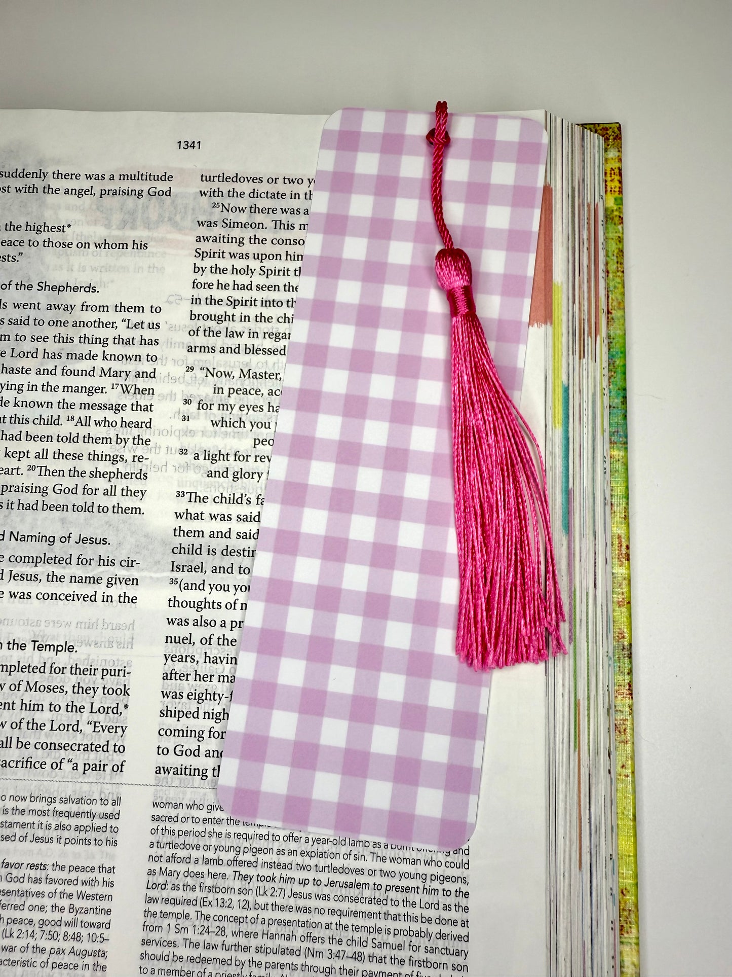 Bookmark Pink Checkered Valentines