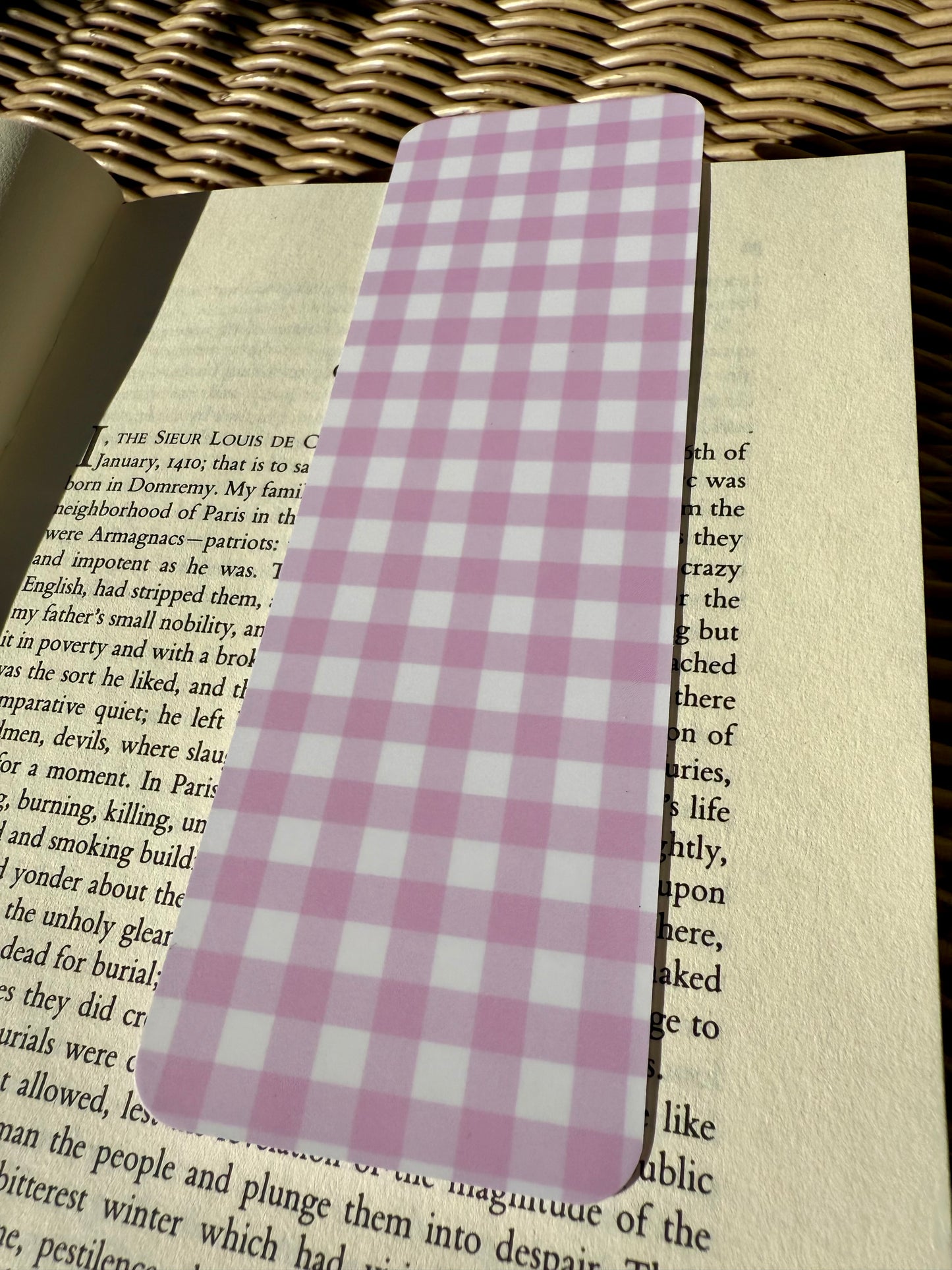 Bookmark Pink Checkered Valentines