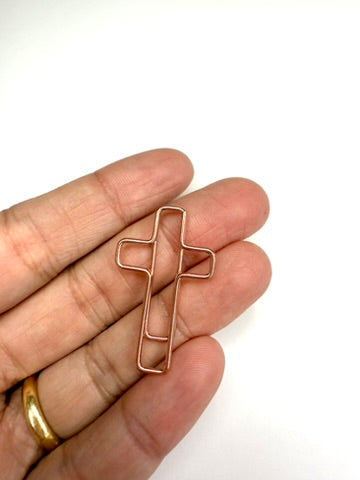 Cross Paperclip Small Rose Gold