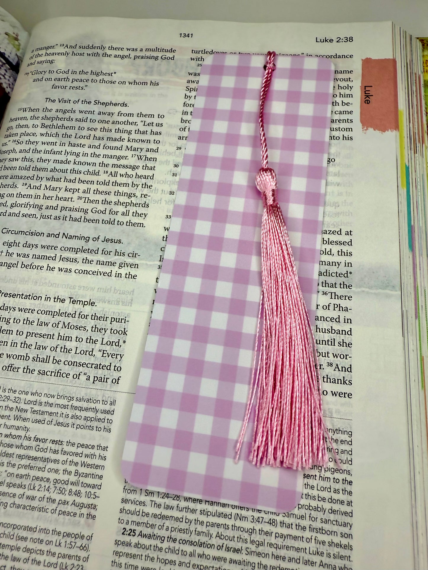 Bookmark Pink Checkered Valentines