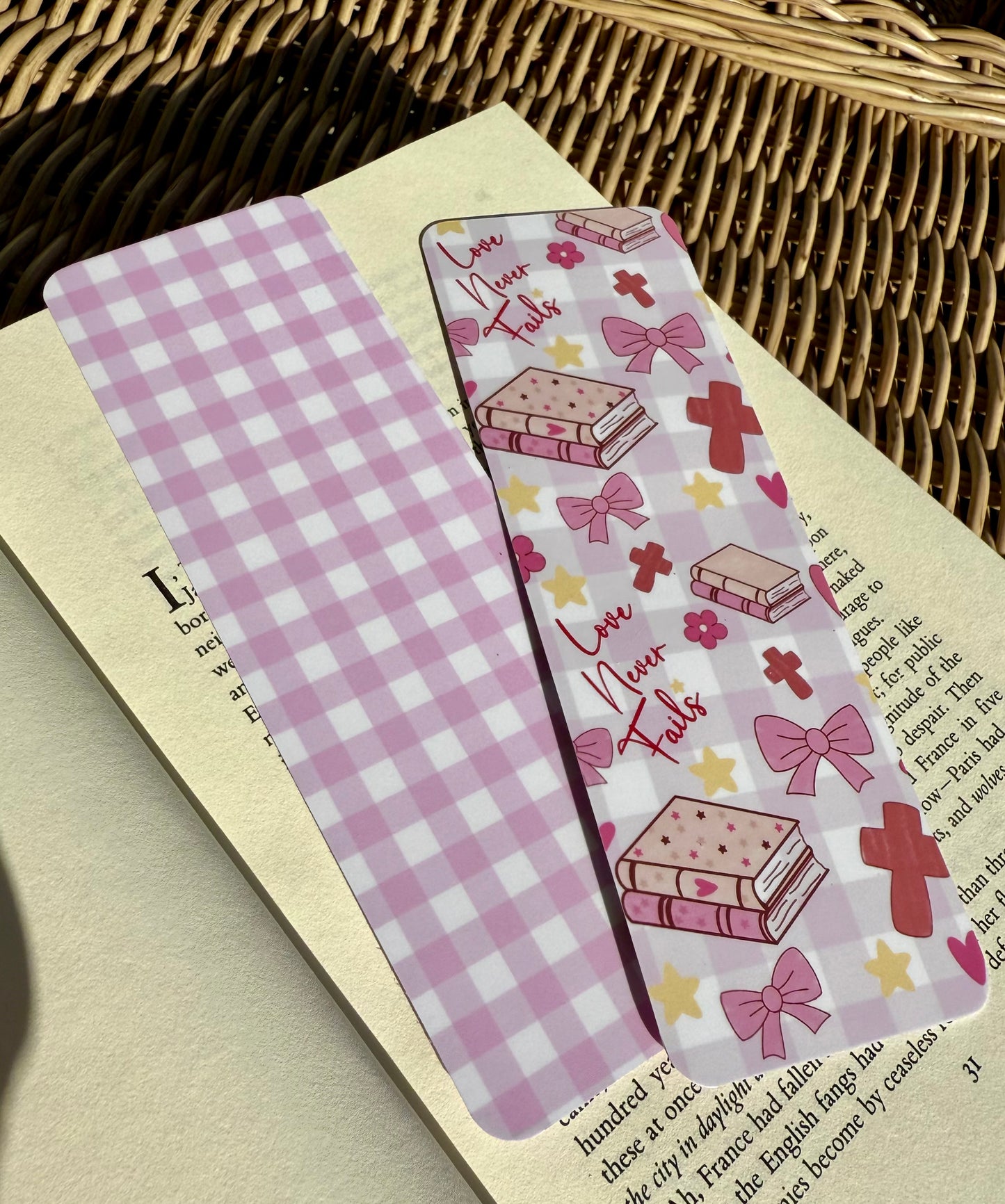 Bookmark Pink Checkered Valentines