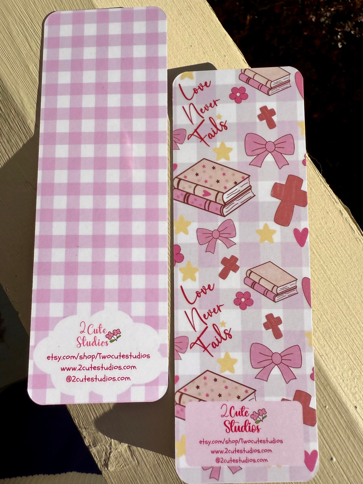Bookmark Pink Checkered Valentines