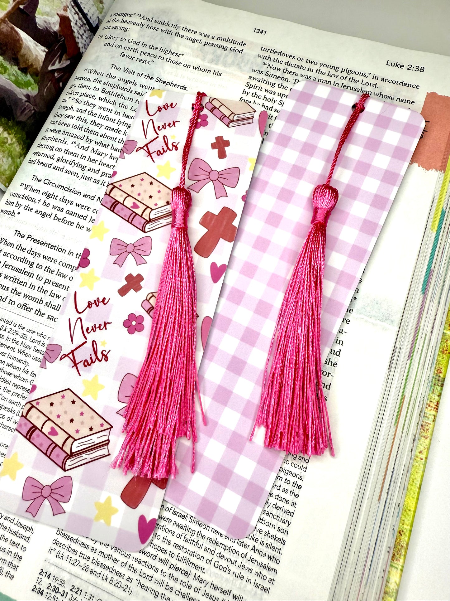 Bookmark Pink Checkered Valentines