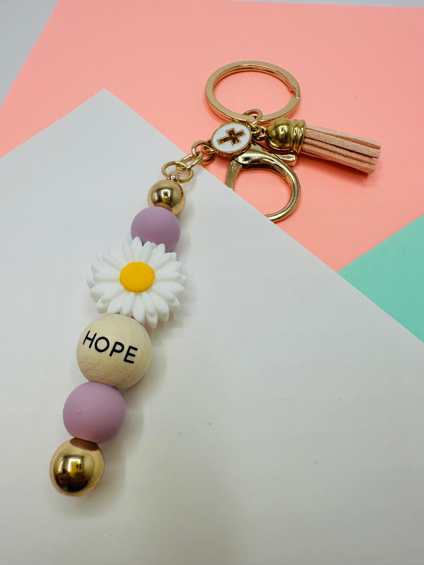 Keychain Hope Silicone beaded purple