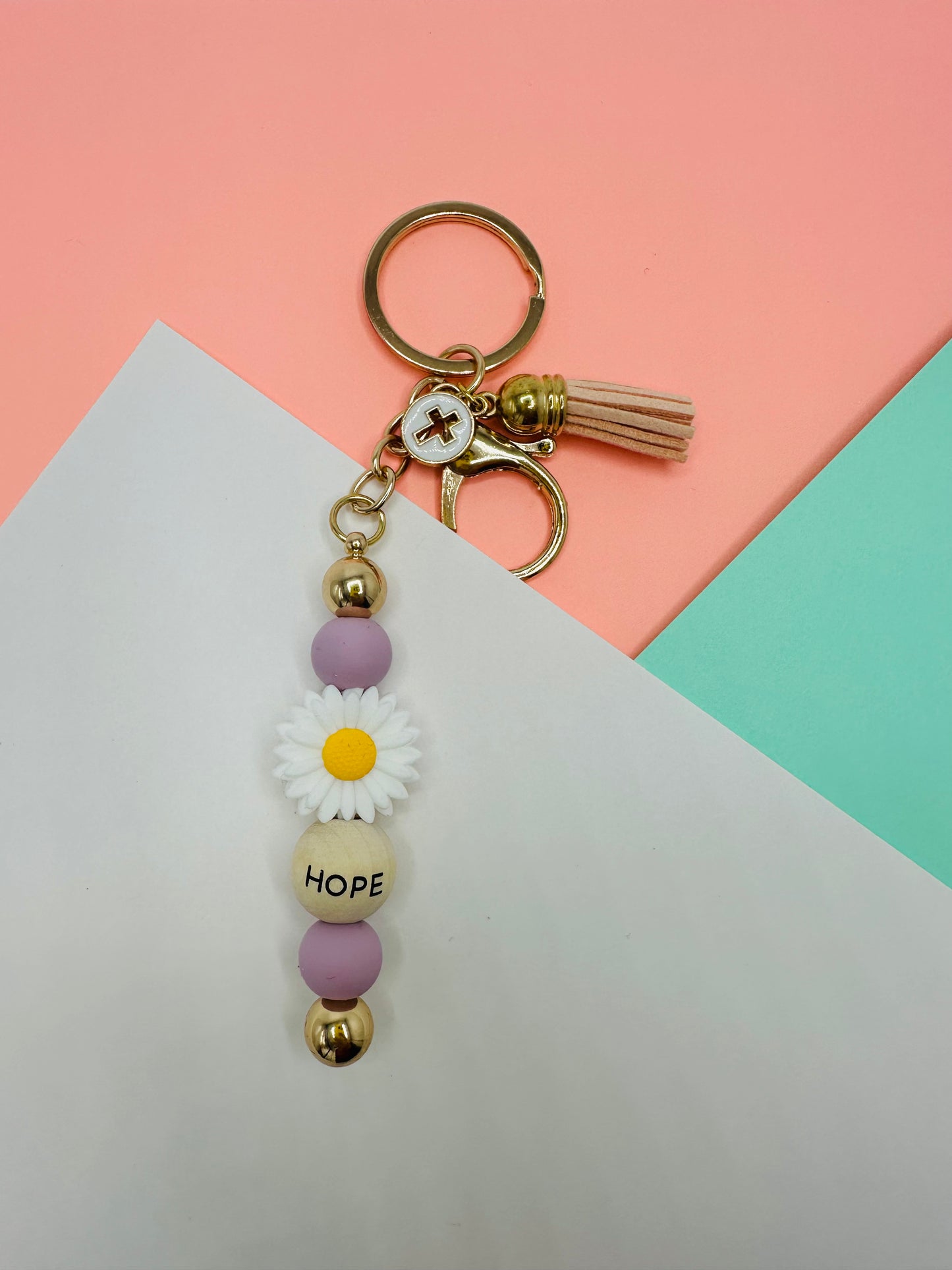 Keychain Hope Silicone beaded purple