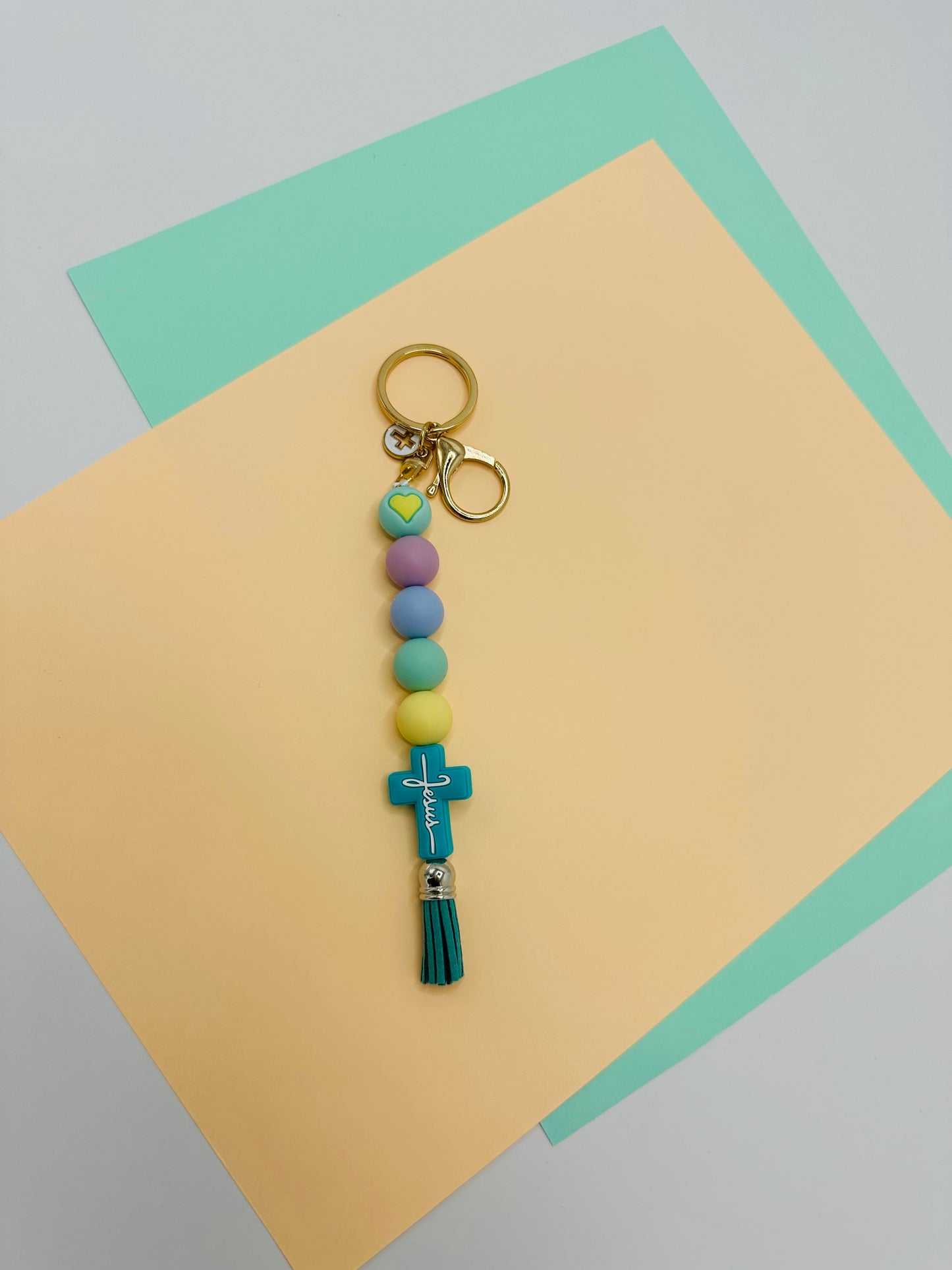 Keychain Jesus Pink Silicone keychain cute Silicone beaded keychain silicone beads keychain gift for her keychain for teacher green