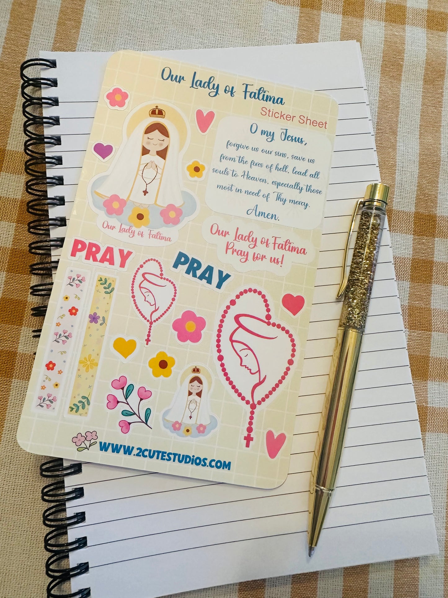 Our Lady of Fatima vinyl Sticker sheet planner Cute Catholic Stationery for scrapbook Stickers for Planner Bullet Journaling