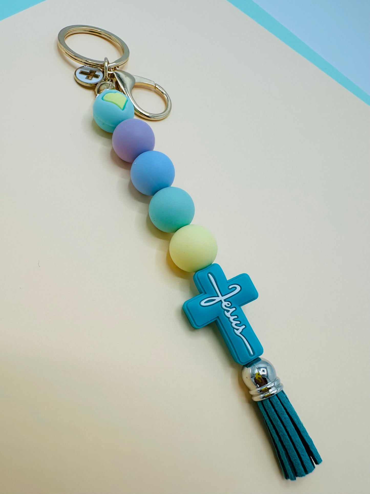 Keychain Jesus Pink Silicone keychain cute Silicone beaded keychain silicone beads keychain gift for her keychain for teacher green