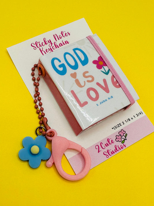 Stick Notes Keychain God is love Post it cute inspirational sticky note Catholic Stick Notes Christian pink