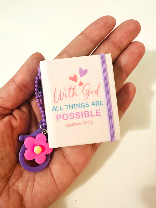 Stick Notes Keychain With God all things are Possible Post it cute inspirational note Catholic Stick Note Christian